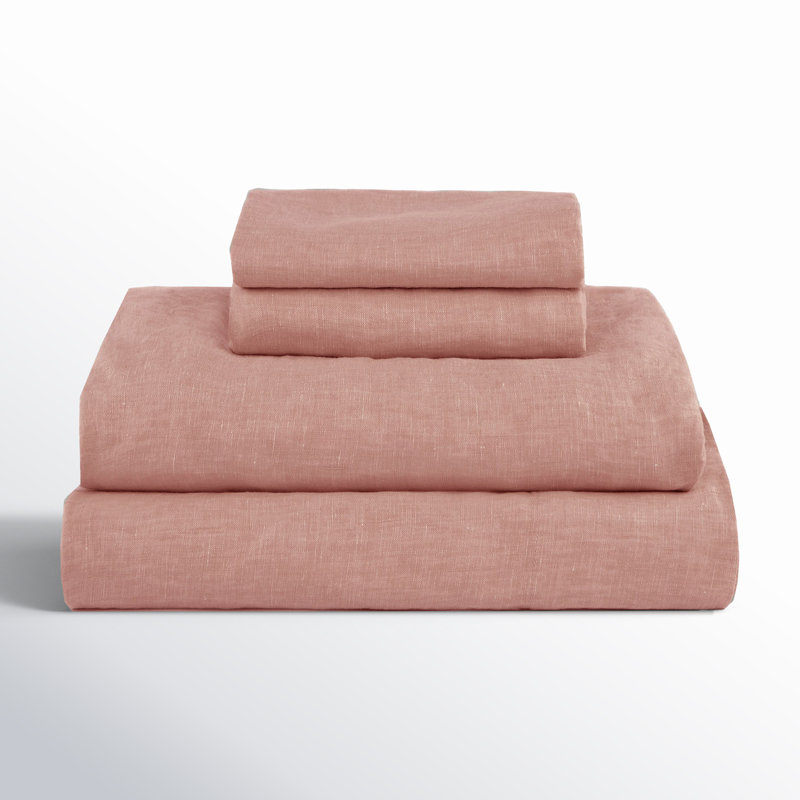 100% French Linen Sheet Set, Clove, King Sheet Set with 2 Pillowcases