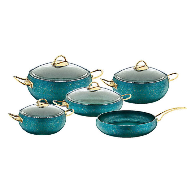Mimi 9 - Piece Non-Stick Stoneware Cookware Set, Red