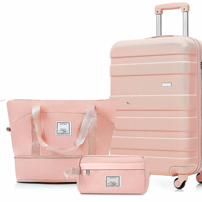 Ensemble de 3 valises - Valise à carreaux 24 po avec sac de toilette à sec TSA