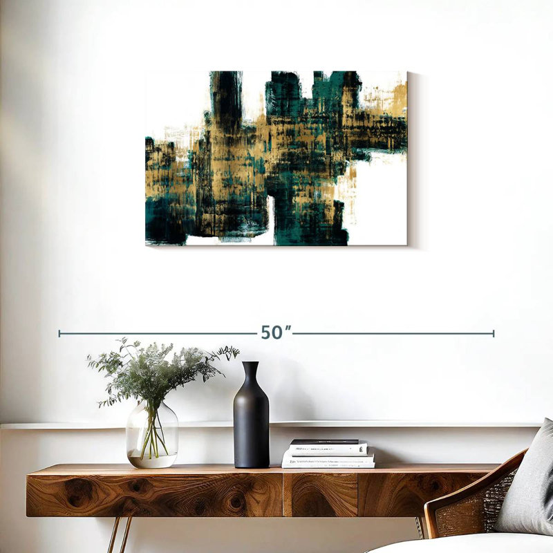 Vibrant Gold On Teal, 20" H x 30" W