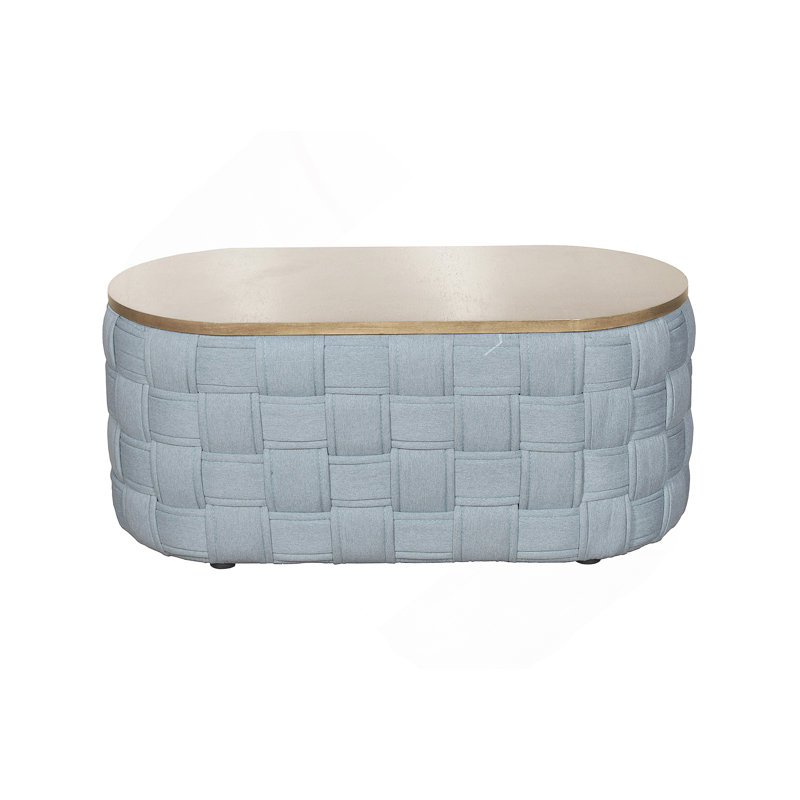 Table basse en chenille bleu sarcelle clair