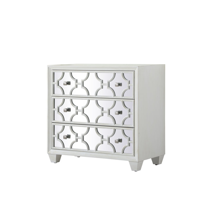 Commode 3 tiroirs l 32 po Billwise, Blanc antique