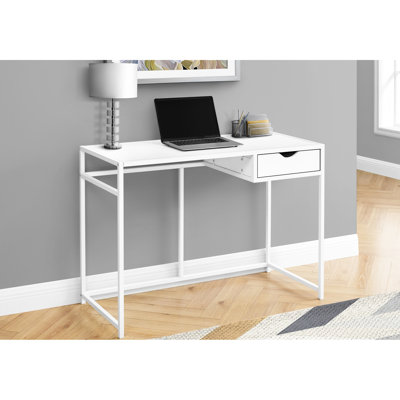 42"l Home Office Table - White Laminate With Storage Drawer Feature Contemporary Work Desk 41.77"l Solution