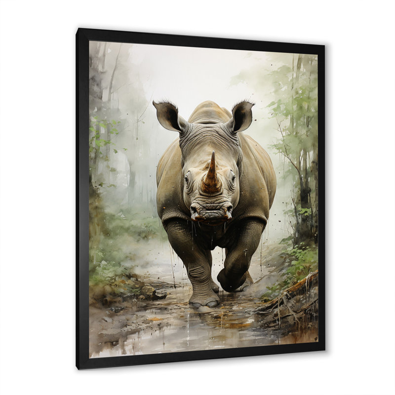 Rhinocéros Gardien cornu I, Cadre photo noir, H 20 po x l 12 po x P 1 po