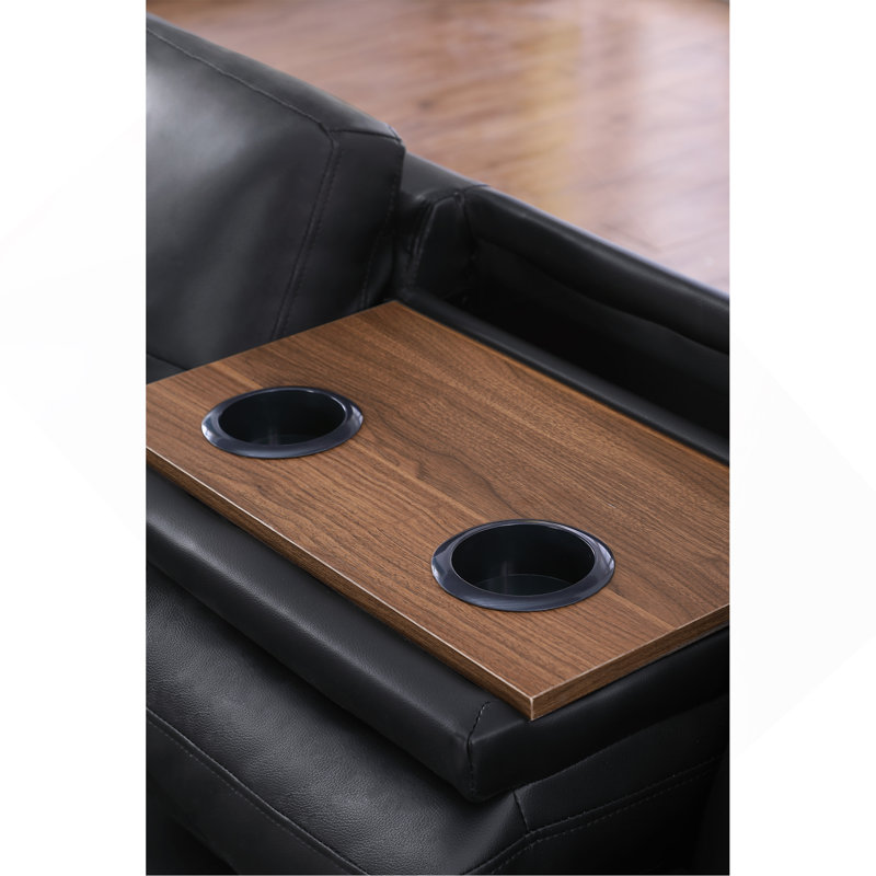 Canapé modulaire en similicuir avec repose-pieds Irine, Noir