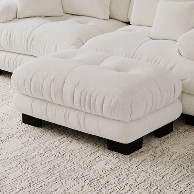 Chenille Fabric Ottoman For Living Room