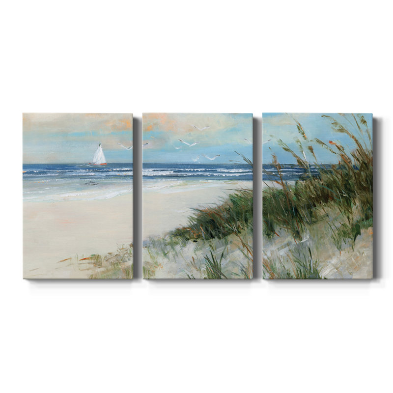 Oak Island Sunrise - toile tendue avec châssis de qualité supérieure - prête à être accrochée, H 36 po x l 72 po x P 1 po