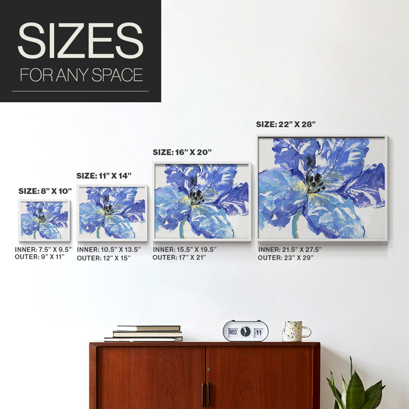 Fleur Bleue I - reproduction encadrée - réarmable, Blanc, H 16 po x l 20 po