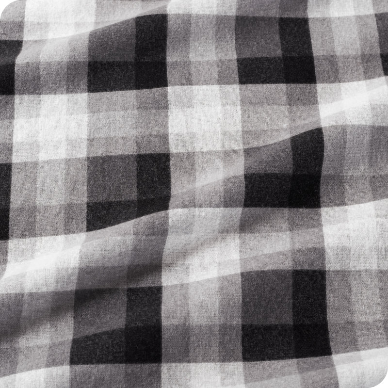100% Cotton Flannel Sheet Set, Queen Sheet Set with 2 Pillowcases, Gray Oliver Plaid