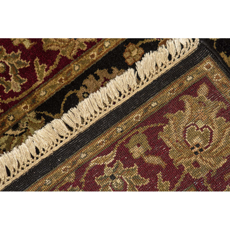 Tapis noir et rouge de haute qualité noué à la main