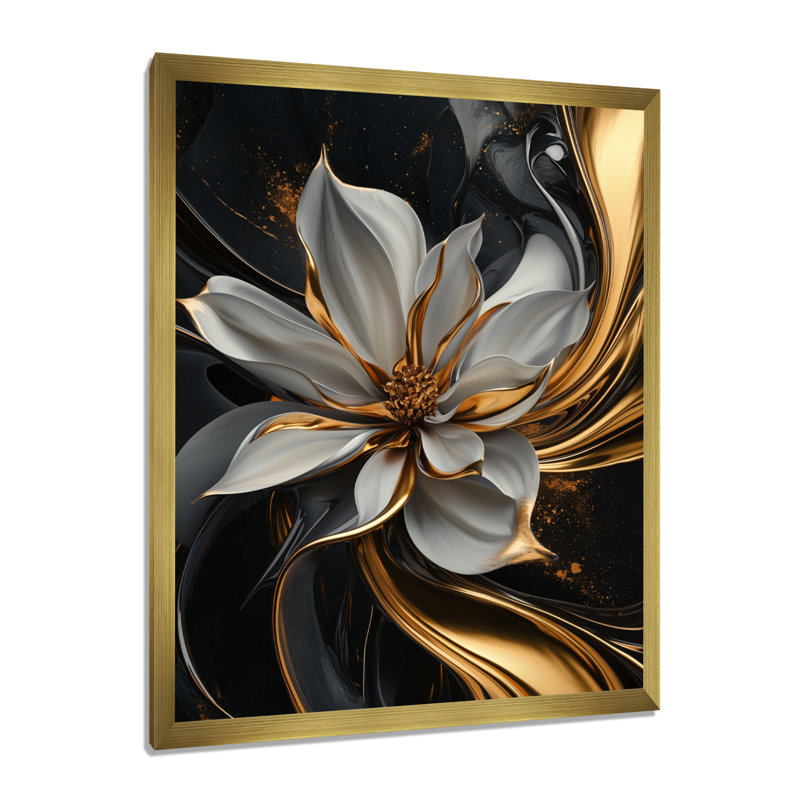 Mollie - art mural floral, H 32 po x l 16 po, Reproduction encadrée d'une seule photo, Doré