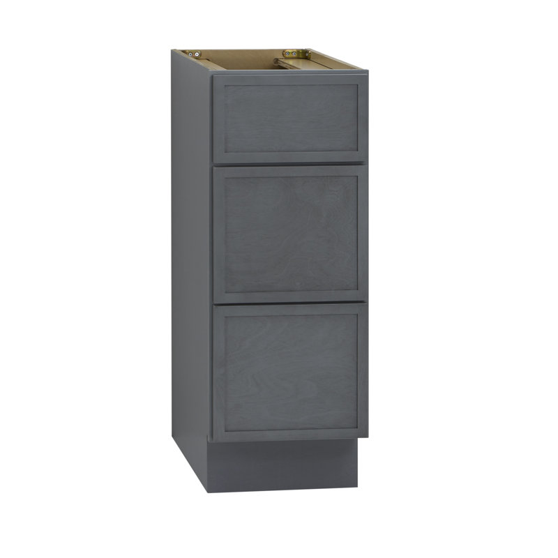 Colton 12" Freestanding Shaker Bathroom Vanity Cabinet with 3 Drawers, No Countertop, Ready to Assemble, Smoky Gray