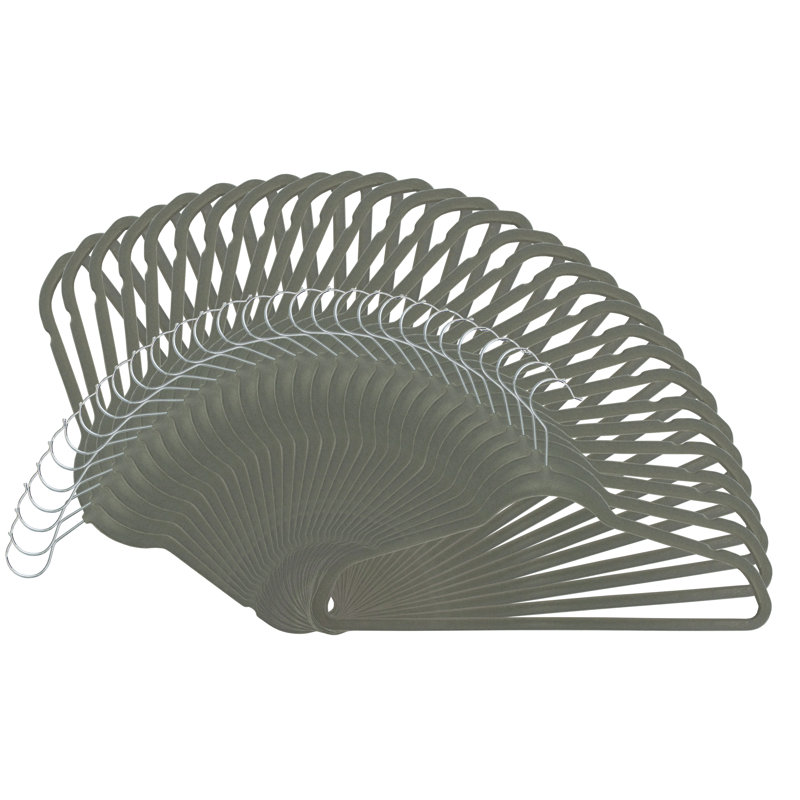 Cintre standard en velours antidérapant pour robe / chandail / chandail, Gris