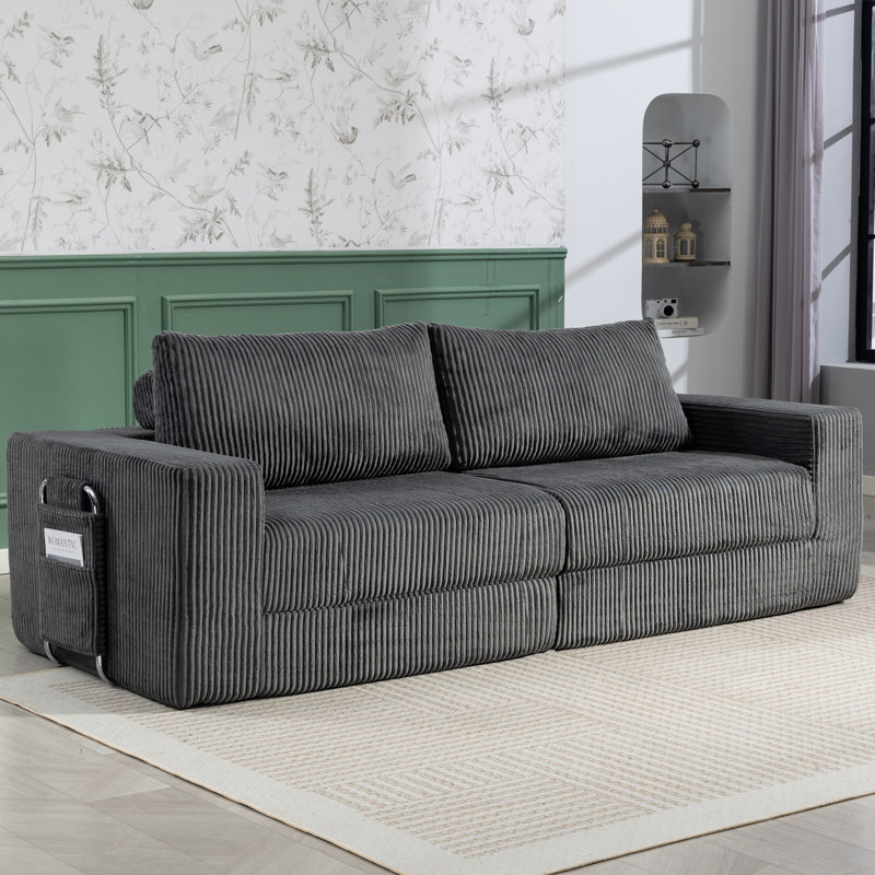 3 Seater Corduroy Sofa, Grey