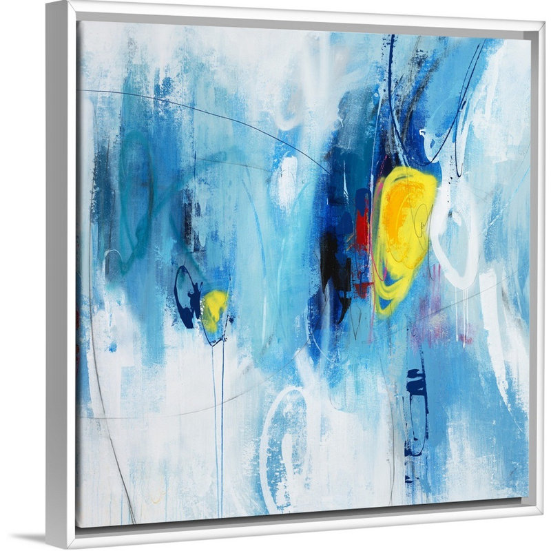 « yester year », peinture sur toile, H 21,7 po x l 21,7 po x P 1,75 po, Cadre flottant blanc