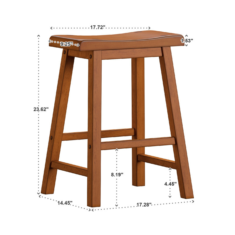Tabouret en bois massif Whitworth, Tabouret de comptoir (siège d’une hauteur de 24, Chêne miel