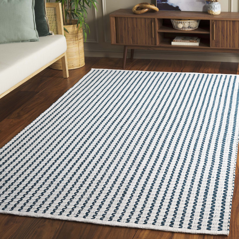 Tapis à chevrons / zigzag en coton tissé à la main Cape Cod 451, Rectangle de 5 pi x 8 pi