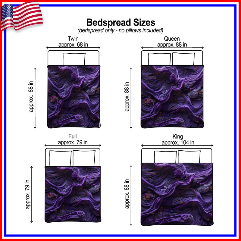 Flowing Purple Texture Quilted Bedspread All Sizes, King