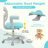Kids Desk Chair Children Study Chair with Adjustable Height, Armrest & Footrest Green-310912732