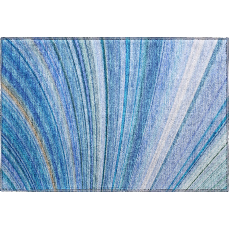Tapis bleu Cerrito AMF585 lavable à la machine de qualité supérieure, Rectangle 1 pi 8 po x 2 pi 6 po