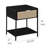 1-Drawer Metal Bedside Table with Woven Front and Open Shelf, Black-138496933