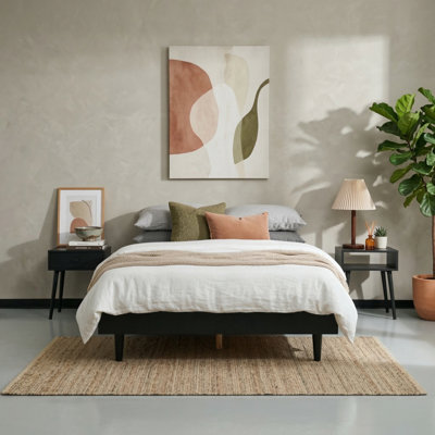 Fly Solid Wood Bed Frame without Headboard and Silent Slats, 1000 lbs Capacity Bed Frame