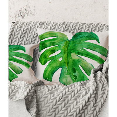 Square,Tropical Leaf Of Monstera I - Farmhouse Printed Throw Pillow