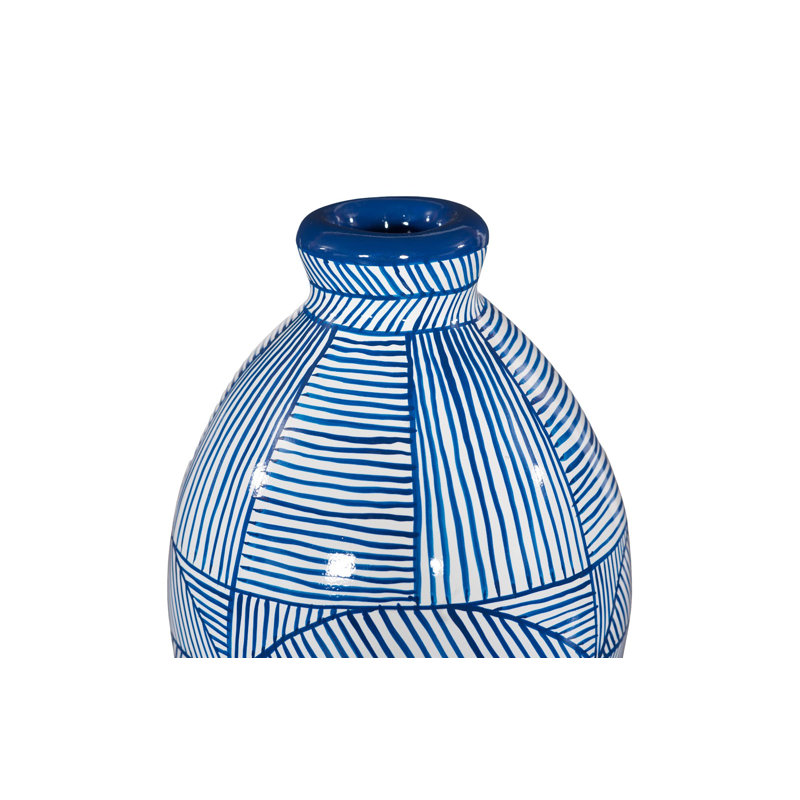 Vase indigo en mosaïque, court