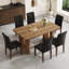 Ensemble de salle à manger de style campagne moderne 64,5 "avec piédestal en verre et chaises-114377100-114377097