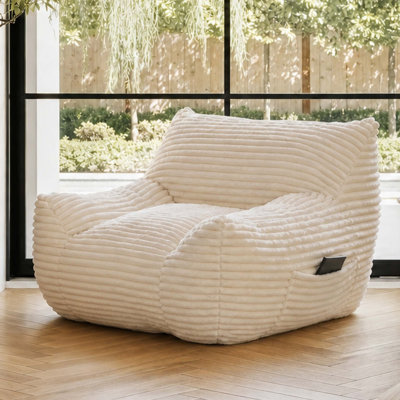 Oversized Comfy Bean Bag Chair with Supportive Armrests and Matching Ottoman