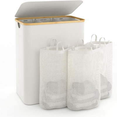 Hampers For Laundry Basket With Lid, 145L Extra Large 3 Section Clothes