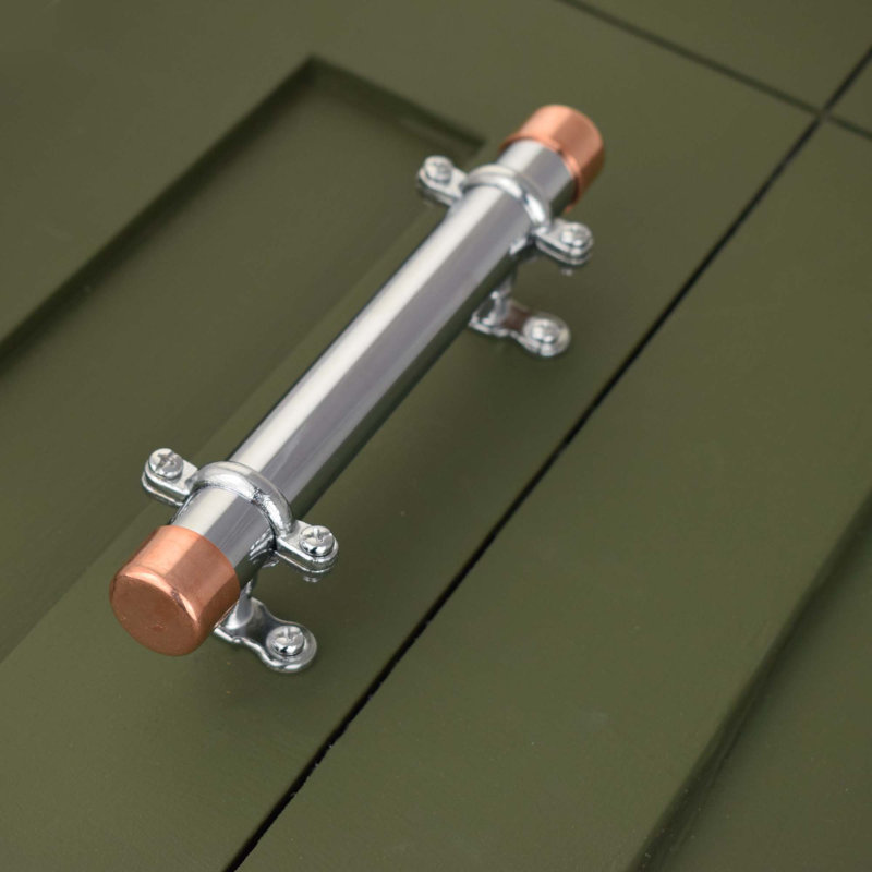 Chrome Bar Handle With Brackets (Thick-Bodied)