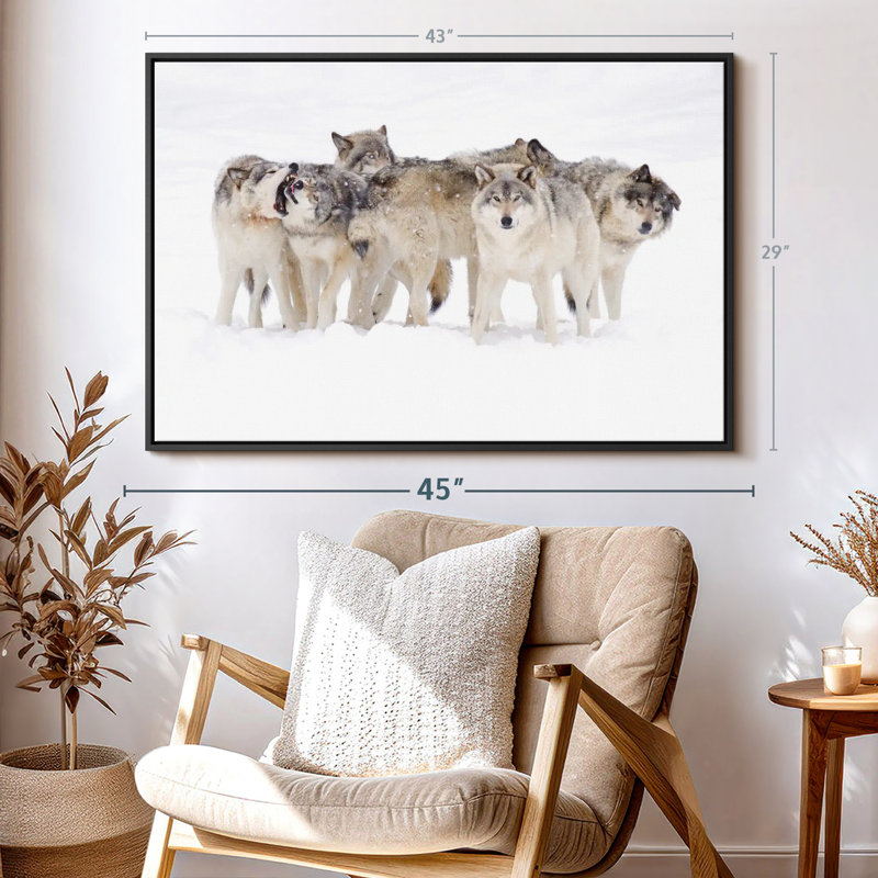 «Timber Wolf Pack Wall Art», H 29 po x l 43 po