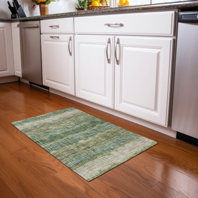 Premium Machine Washable Prisco Green Rug