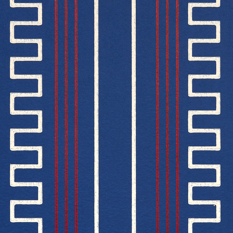 Schumacher x Mary McDonald Greco Stripe Wallpaper, Navy