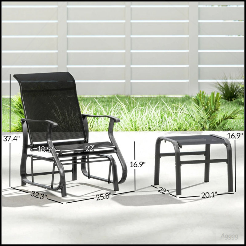 Fauteuil oscillant d'extérieur à haut dossier Garden, Noir
