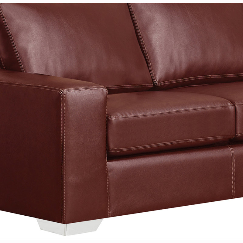 Crooke Upholstered U-Shaped Sectional Left Hand Facing, Wine Genuine Leather