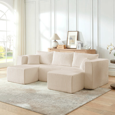 Canapé modulaire parfait pour les petits appartements Canapé modulaire compact en velours côtelé avec un style minimaliste moderne