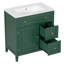 Meuble-lavabo 30 po avec comptoir, meuble-lavabo avec porte et deux tiroirs, structure en bois massif, un paquet, vert