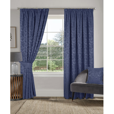 Hallas Pencil Pleat Damask Jacquard Curtains