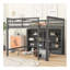 Lit mezzanine double avec 8 tablettes de rangement ouvertes et échelle intégrée, gris antique-2146190998