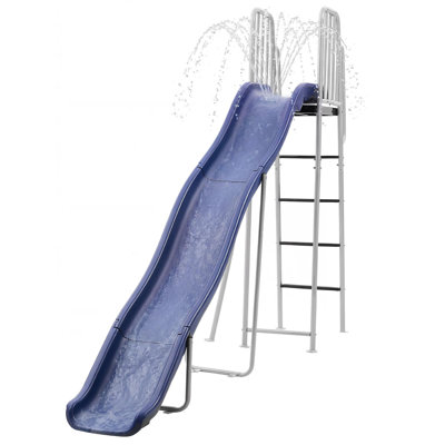 Glissade d'eau, grand toboggan aquatique extérieur de 10 pieds pour les enfants, glissade de piscine autoportante avec arroseur réglable intégré et échelle d'escalade, équipement de terrain de jeu en plastique et en métal, plateforme pour s'amuser dans la cour arrière