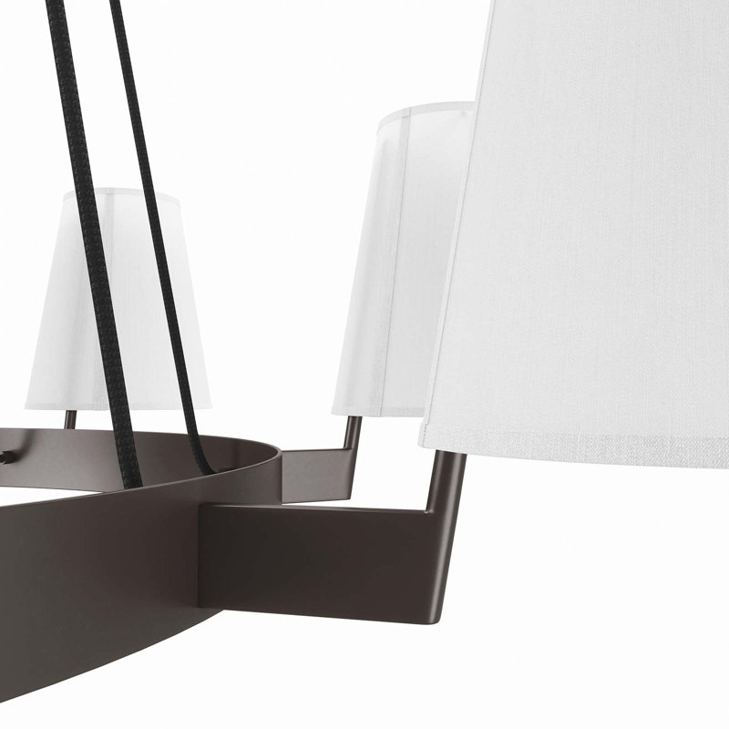 Bronze 8-Light Chandelier with White Fabric Shades