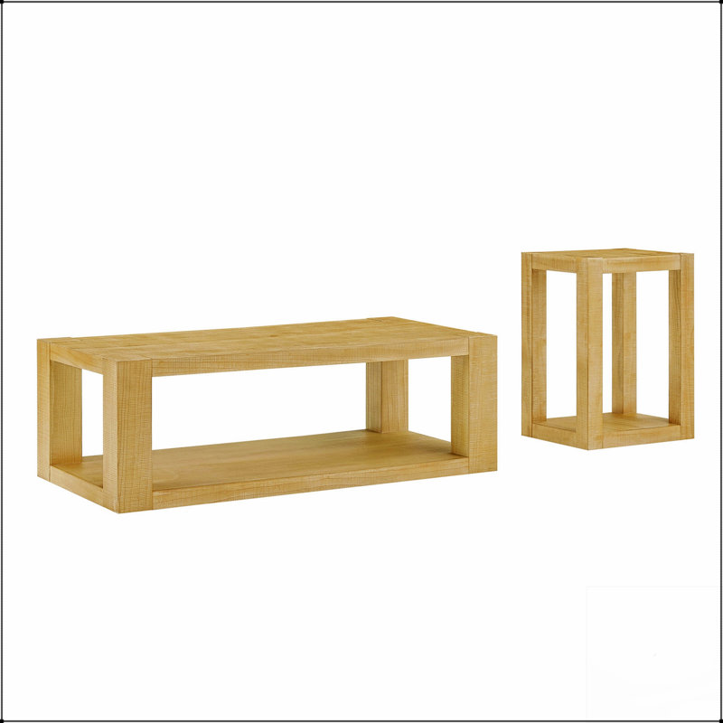 Ensemble de 2 tables basses rectangulaires modernes à 2 niveaux, facile à assembler pour le salon et la chambre à coucher, durable et élégant
