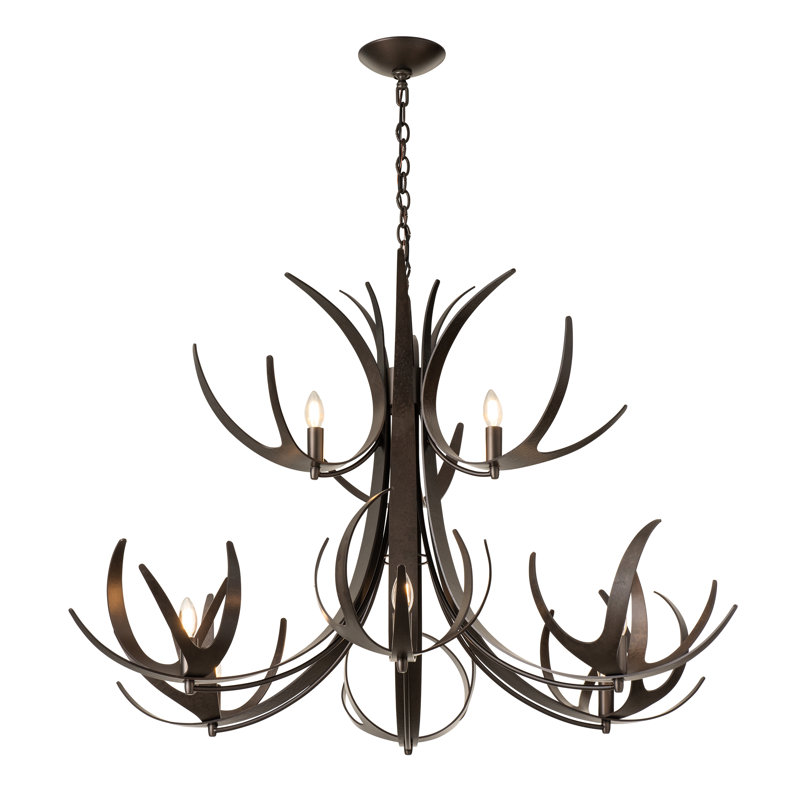 Caribou 9-Light Tiered Chandelier, Dark Smoke