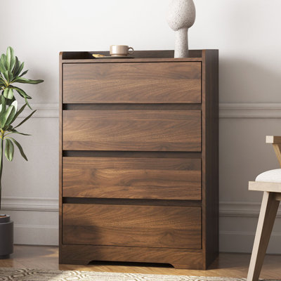 4 Drawer Dresser, Chest of Drawers Without Handle, 100% Waterproof, Modern Wooden Cabinet with Sturdy Frame for Various Rooms by Ebern Designs