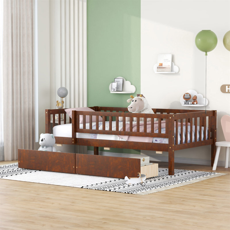 Lit de jour simple en bois avec deux tiroirs, combinant confort et rangement pour les petits espaces de vie, Lit simple