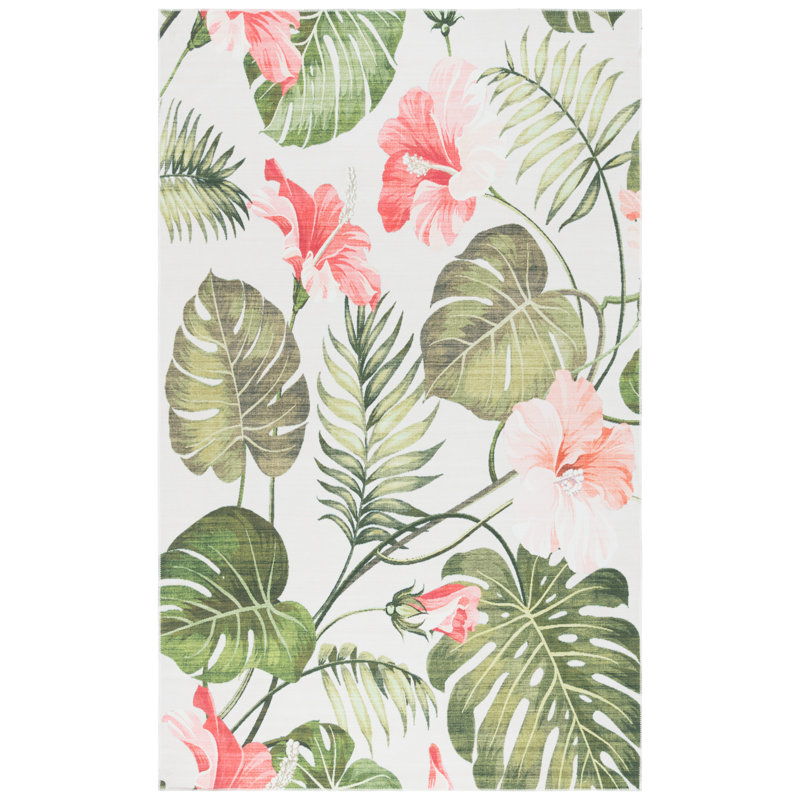 Tapis floral lavable à la machine Borreli 850 Performance, Rectangulaire 3 pi x 5 pi