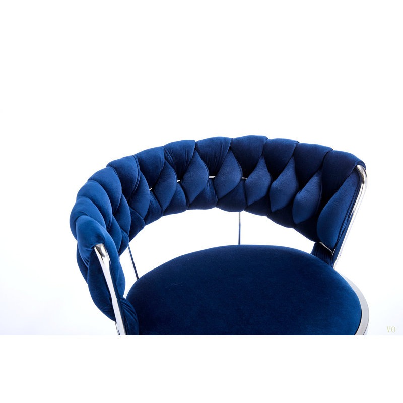 Ensemble de 2 tabourets de bar, avec repose-pieds chromé et base pivotante en velours à hauteur réglable et tabouret de bar simple chromé