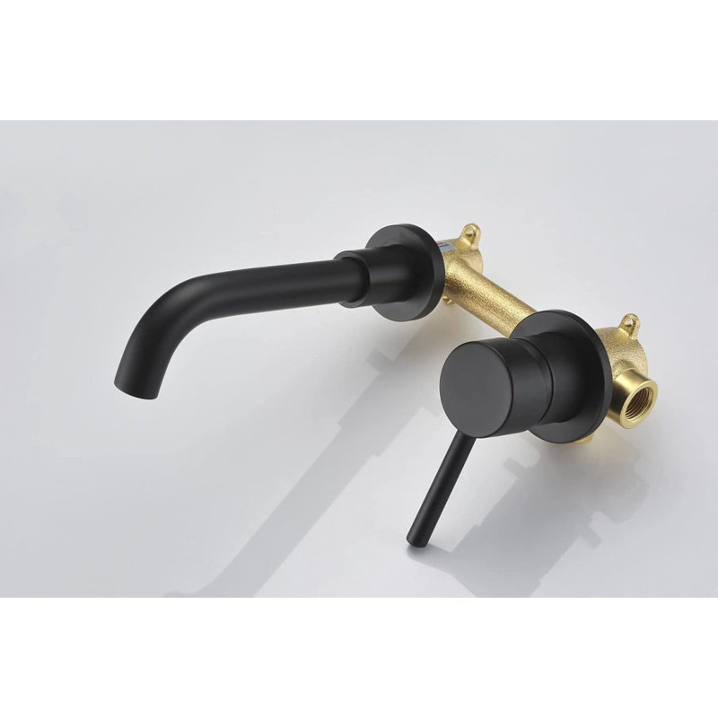 Wall Mount Single Handle Bathroom Faucet Matte Black, Matte Black